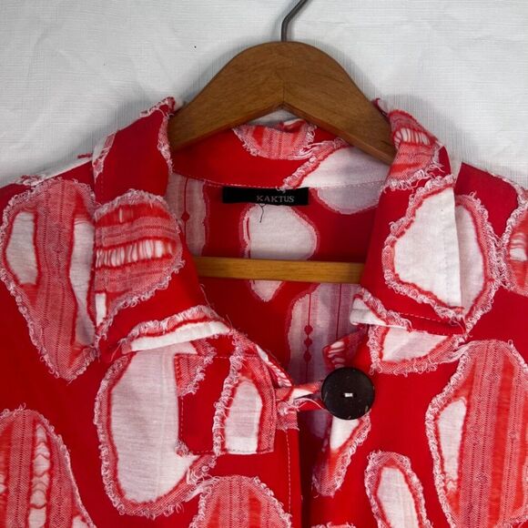 Kaktus Distressed Abstract Artsy Button Front Cardigan Top Size Medium - Picture 5 of 10